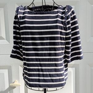 Banana Republic Navy 100% cotton stripe 3/4 sleeve blouse S